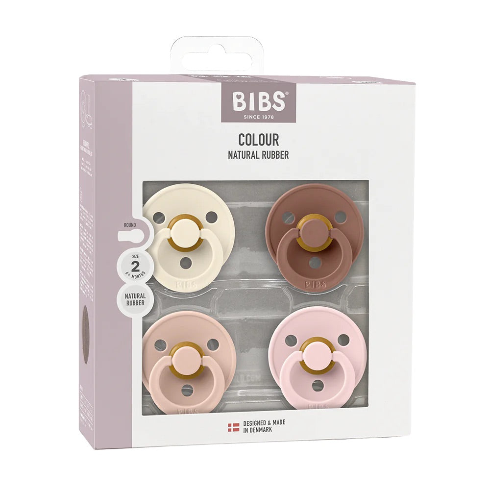 BIBS Colour Pacifiers / Dummies 4 Pack -Ivory/Blush/Woodchuck/Blossom