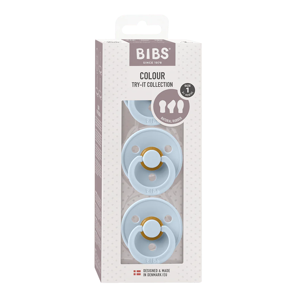 BIBS Pacifiers / Dummies Try-It Collection 3 Pack - Baby Blue - Bubbadue