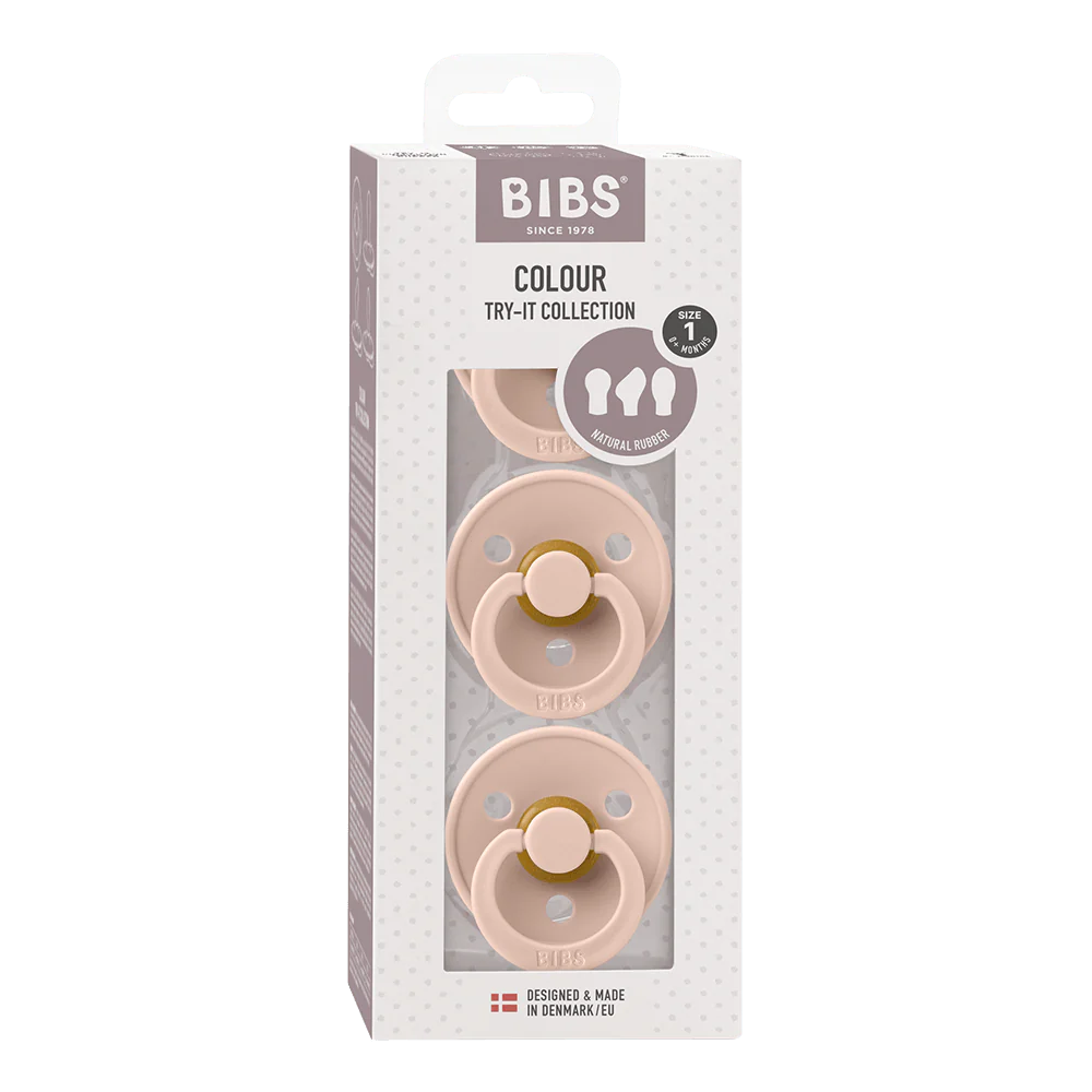 BIBS Pacifiers / Dummies Try-It Collection 3 Pack - Blush - Bubbadue