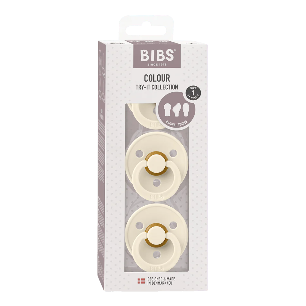 BIBS Pacifiers / Dummies Try-It Collection 3 Pack - Ivory - Bubbadue