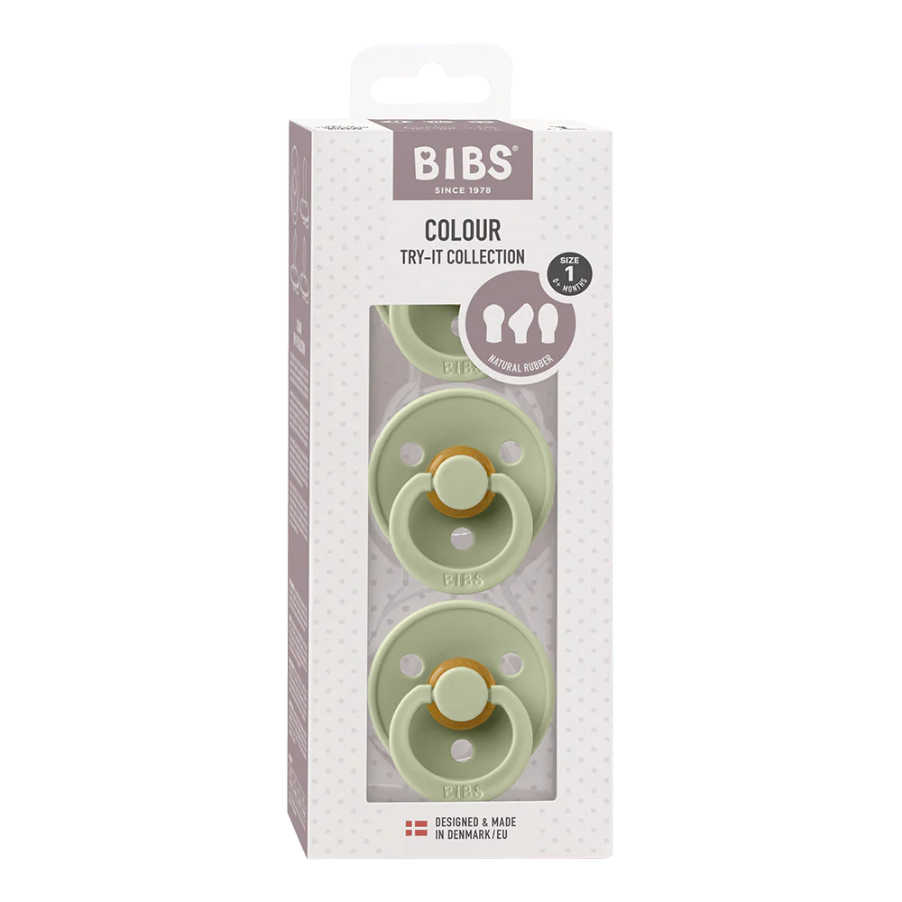 BIBS Pacifiers / Dummies Try-It Collection 3 Pack - Sage - Bubbadue