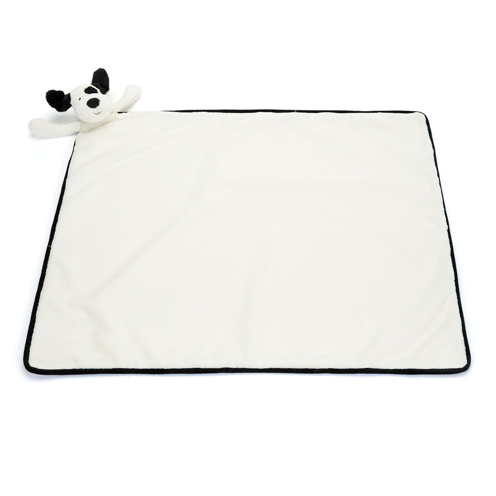 Bashful Black & Cream Puppy Blankie - Jellycat