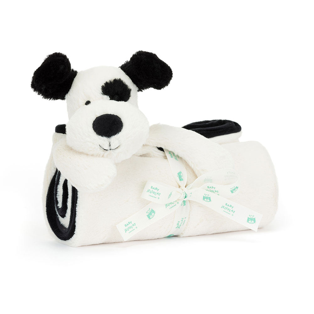 Bashful Black & Cream Puppy Blankie - Jellycat