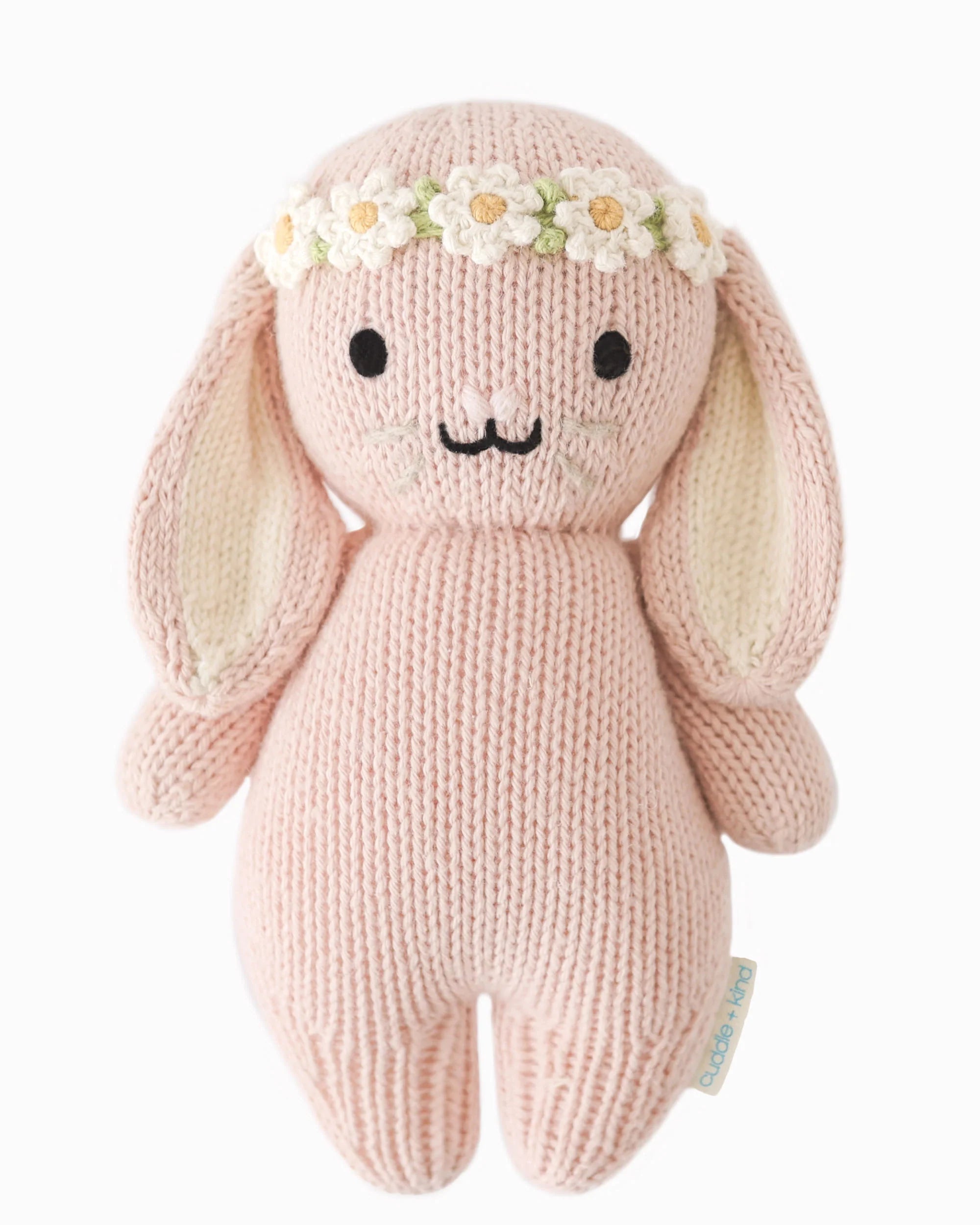 Soft Baby Bunny toy from Cuddle + Kind featuring rose and ivory floral design, perfect for gentle cuddles and comforting play.