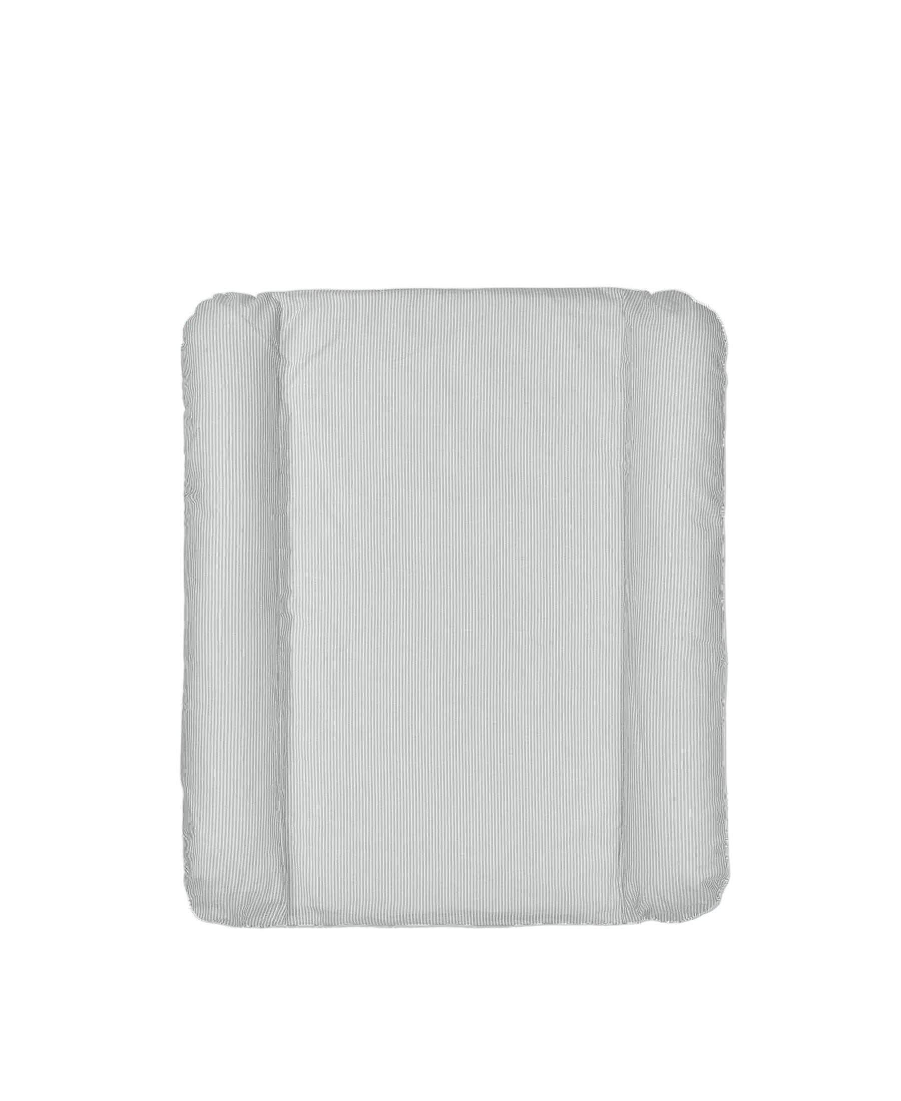 Dear April Dove Changing Cushion in Dew Stripe, studio packshot.