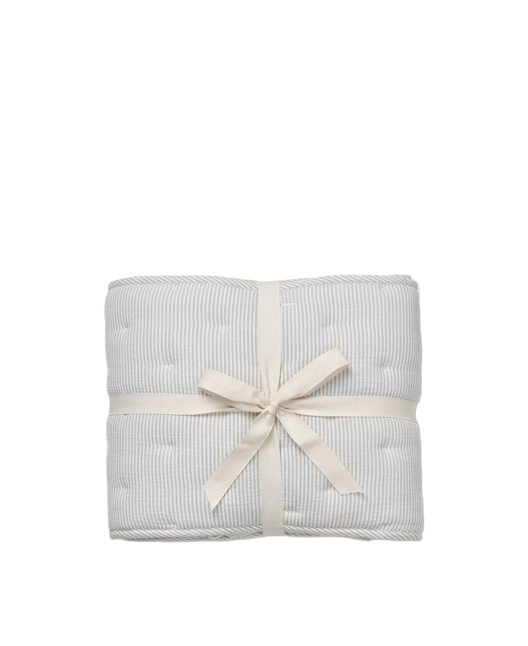 Dear April Nori Cot Bumper in Dew Stripe, studio packshot.