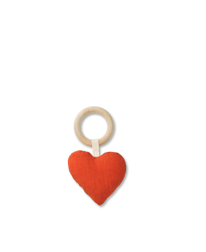 Lara Heart Rattle Teether, Red