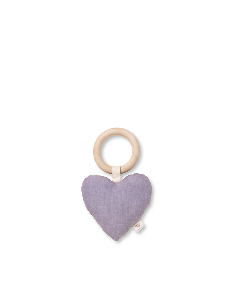 Lara Heart Rattle Teether, Lavender