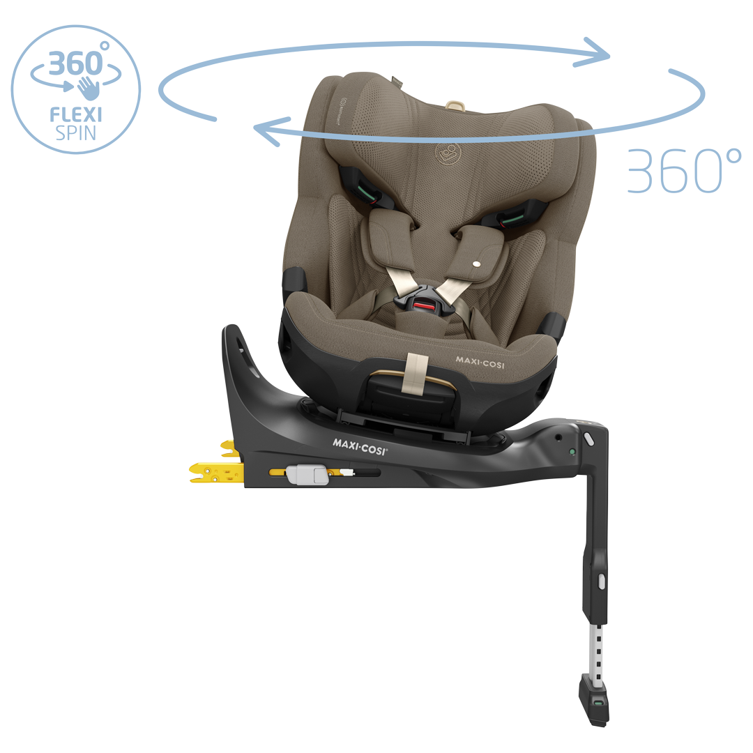 Maxi Cosi Emerald 360 Pro travel system in Twillic Truffle with stroller and car seat components.