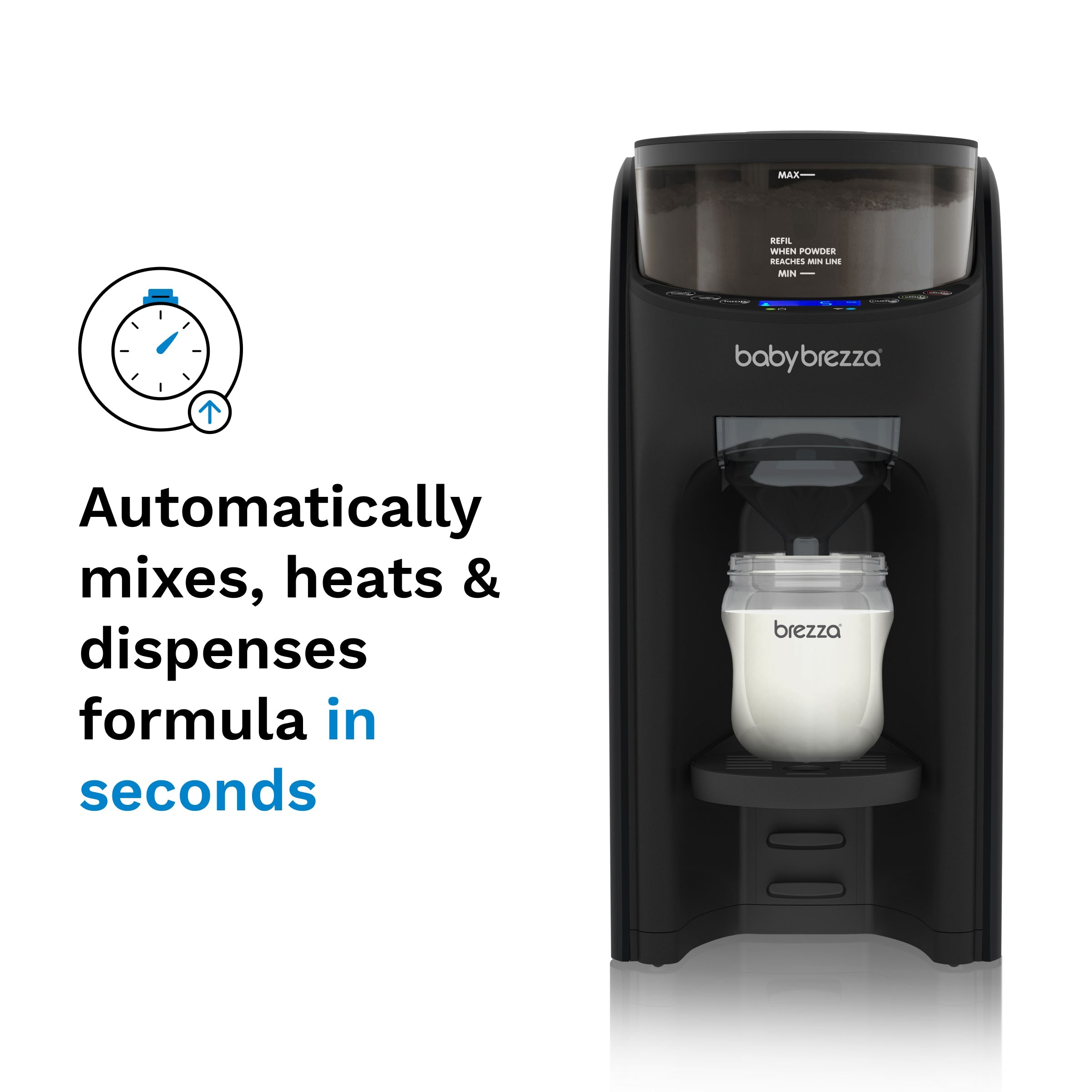 Baby Brezza Formula Pro Advanced black controls
