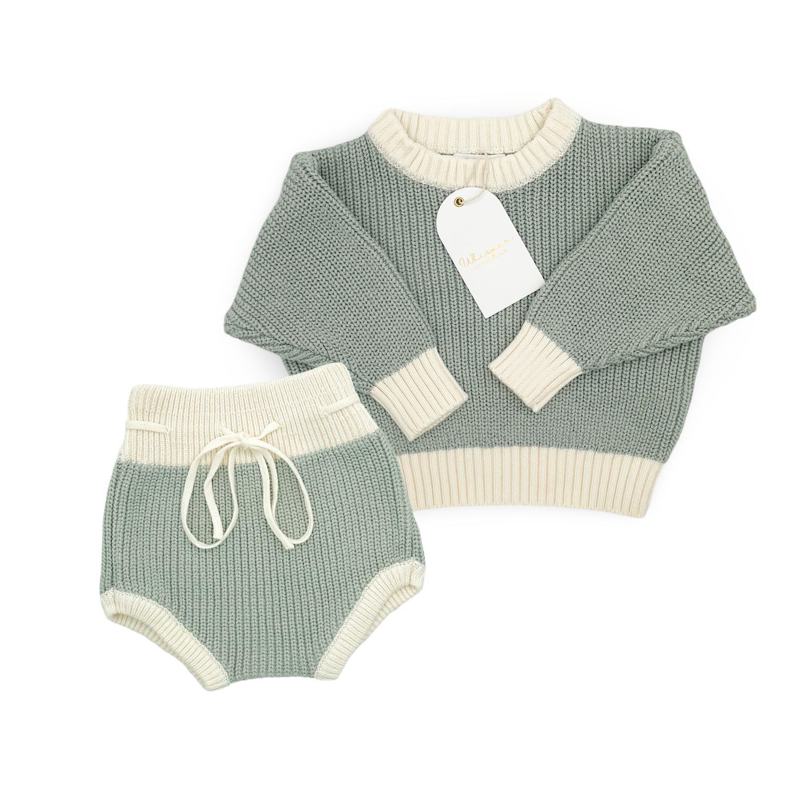 Knitted Jersey & Bloomer Set (0-6 Months) - Sage