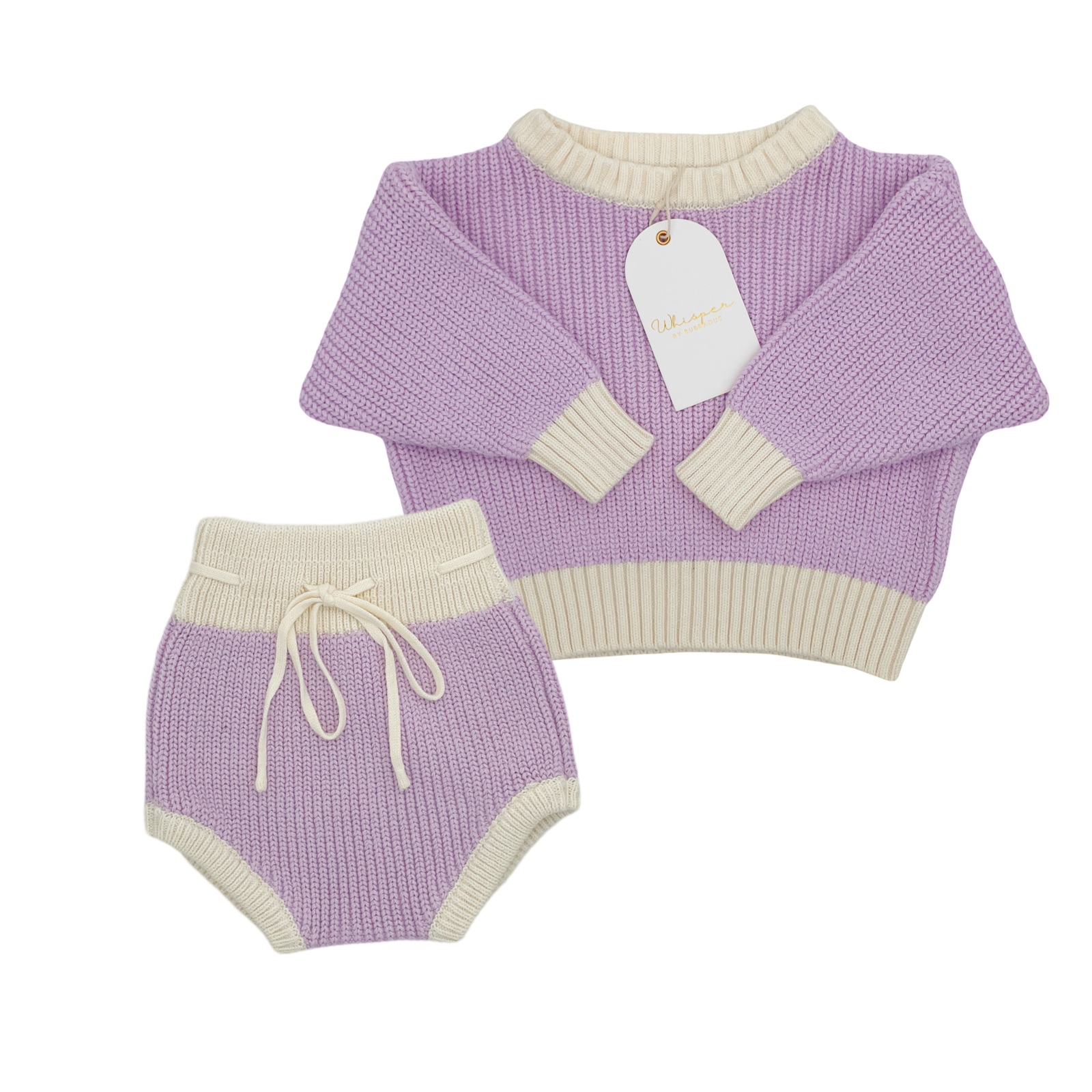 Knitted Jersey & Bloomer Set (0-6 Months) - Violet Sky