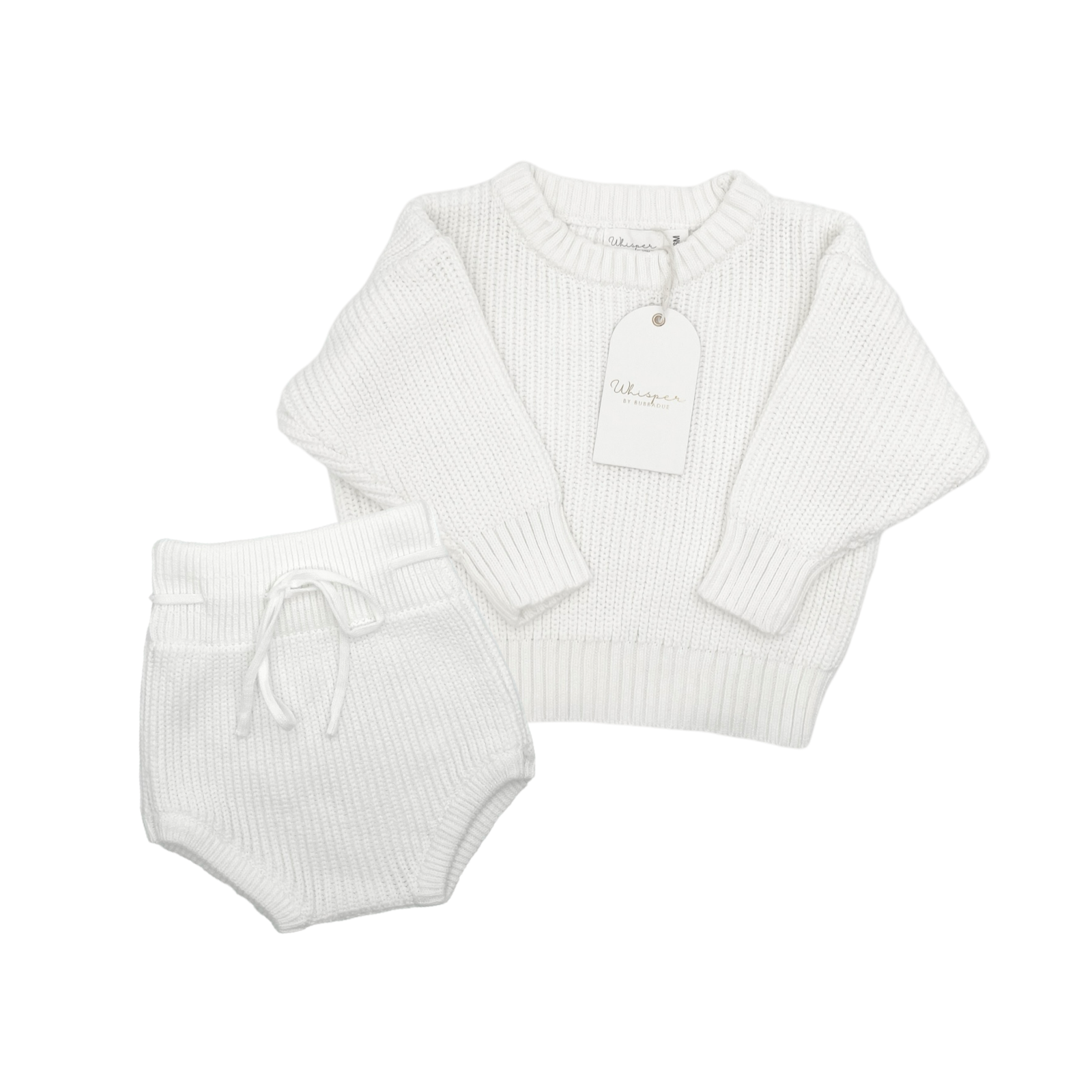 Knitted Jersey & Bloomer Set (0-6 Months) - White