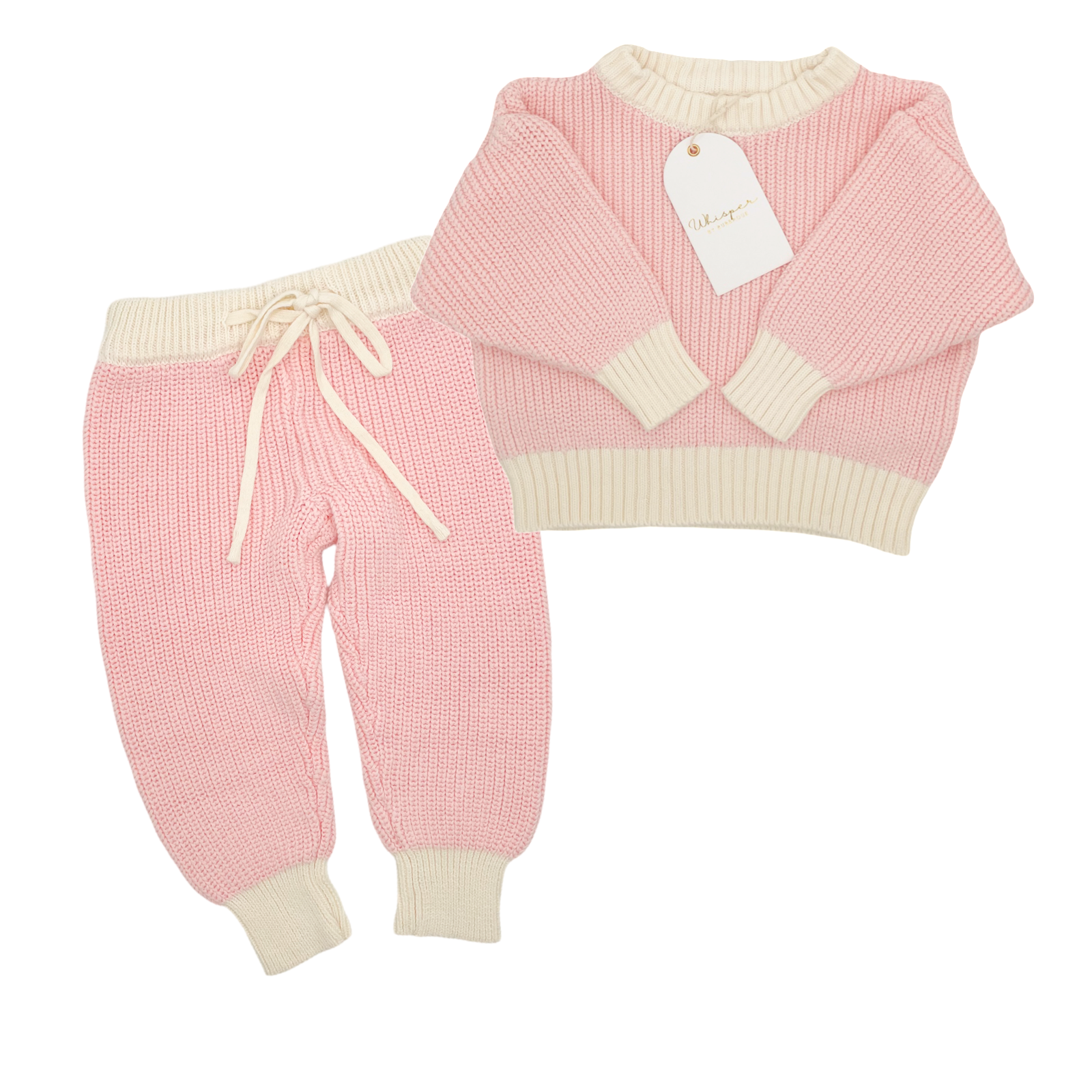 Knitted Tracksuit (0-6 Months) - Pink