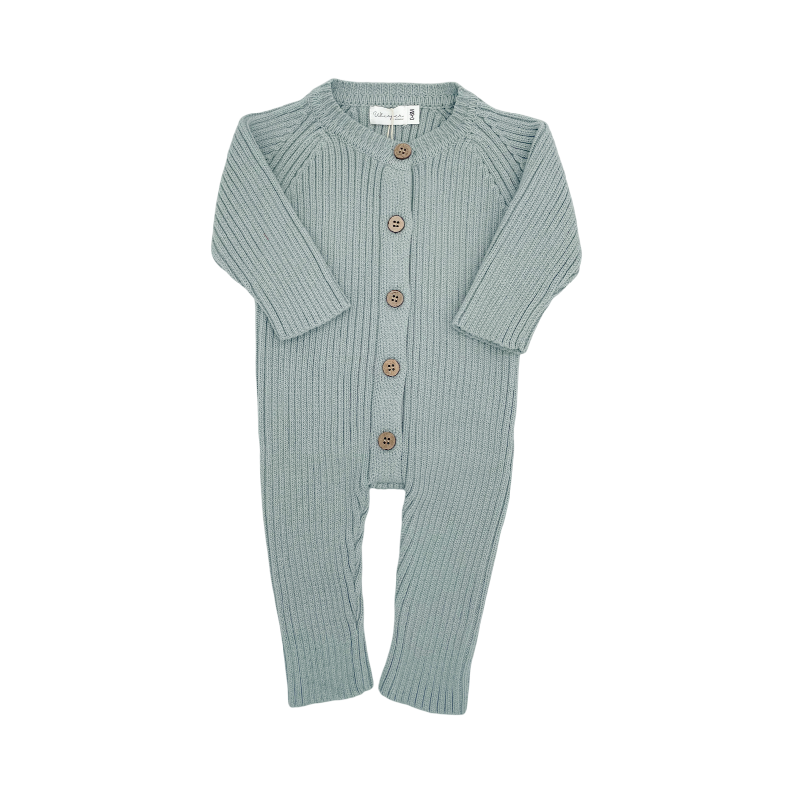 Knitted Romper (0-6 Months) - Misty Blue