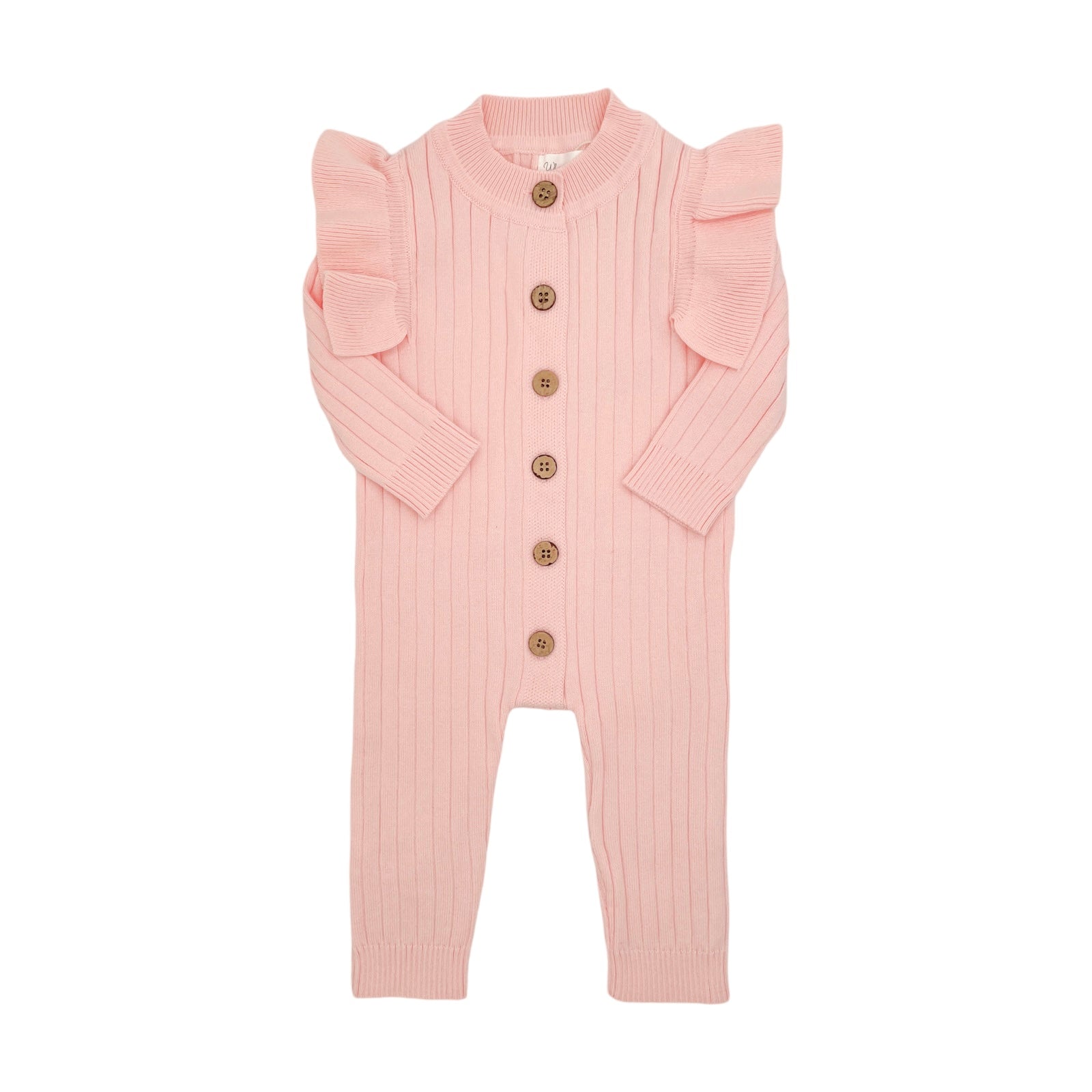 Knitted Frilly Romper (0-6 Months) - Pink