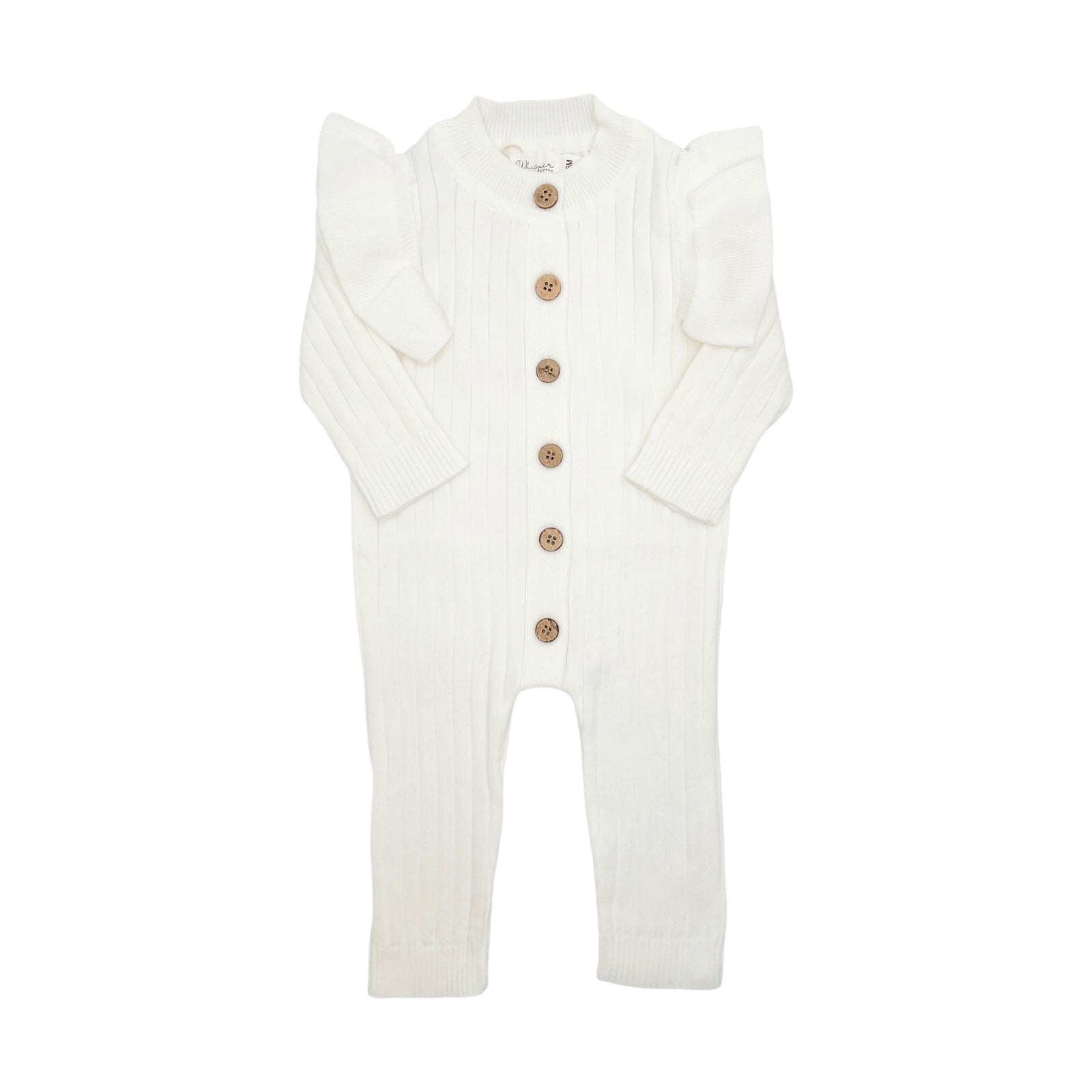 Knitted Frilly Romper (0-6 Months) - White