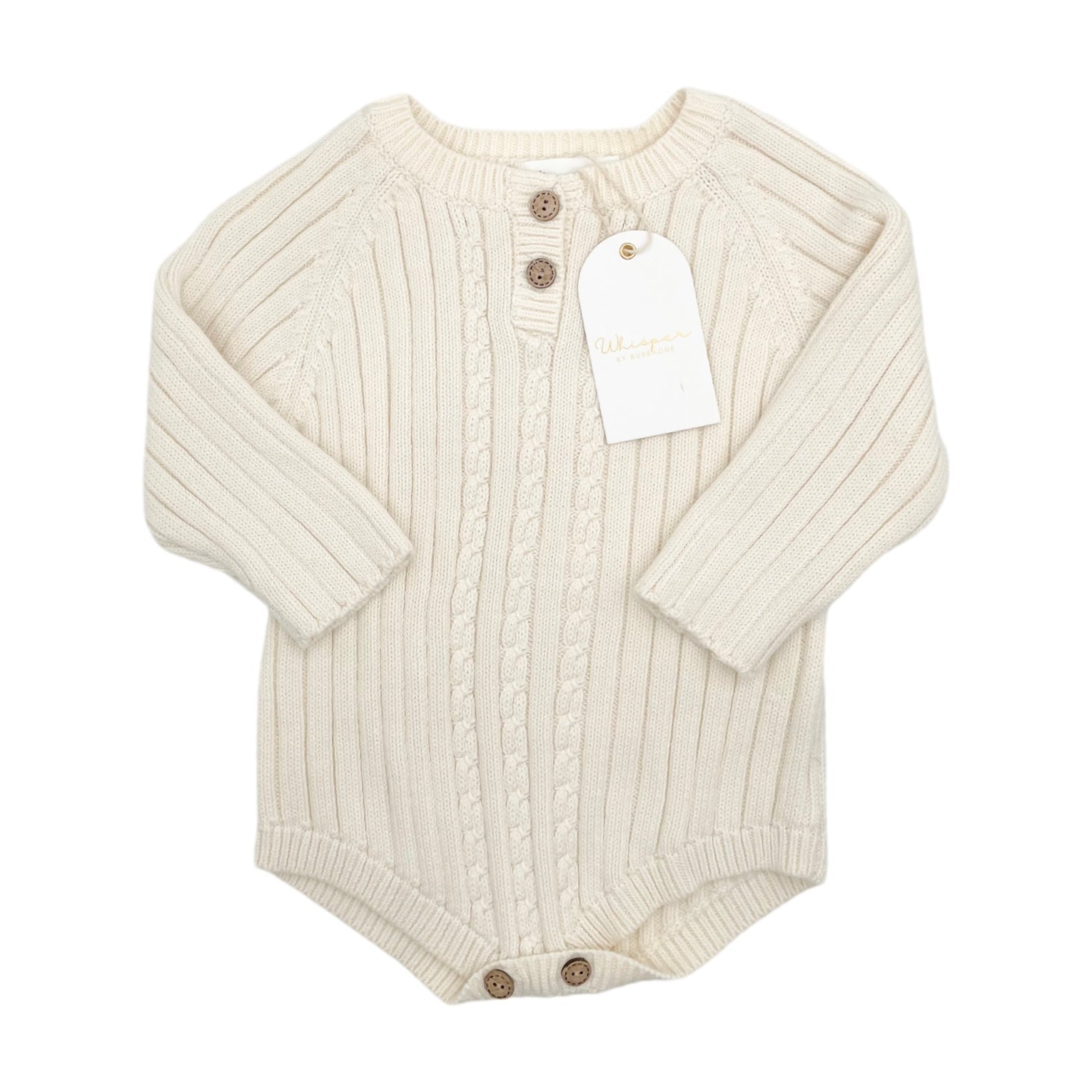 Knitted Cable Jersey Romper (0-6 Months) - Ivory