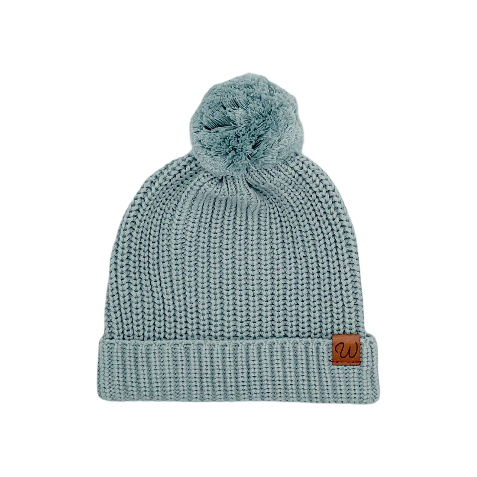 Knitted Beanie (0-6 Months) - Misty Blue