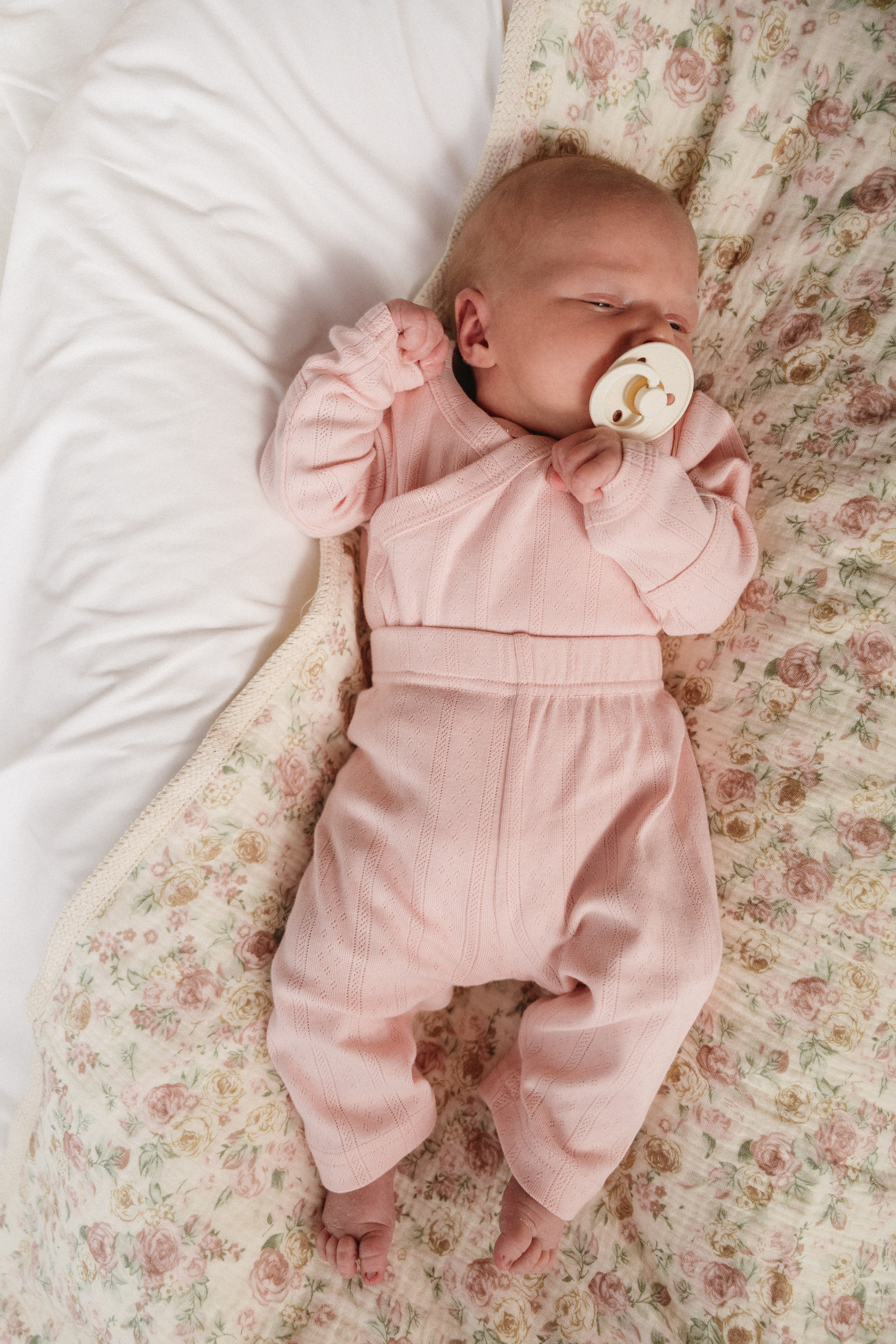 The Haven Pointelle Kimono Vest in Blush