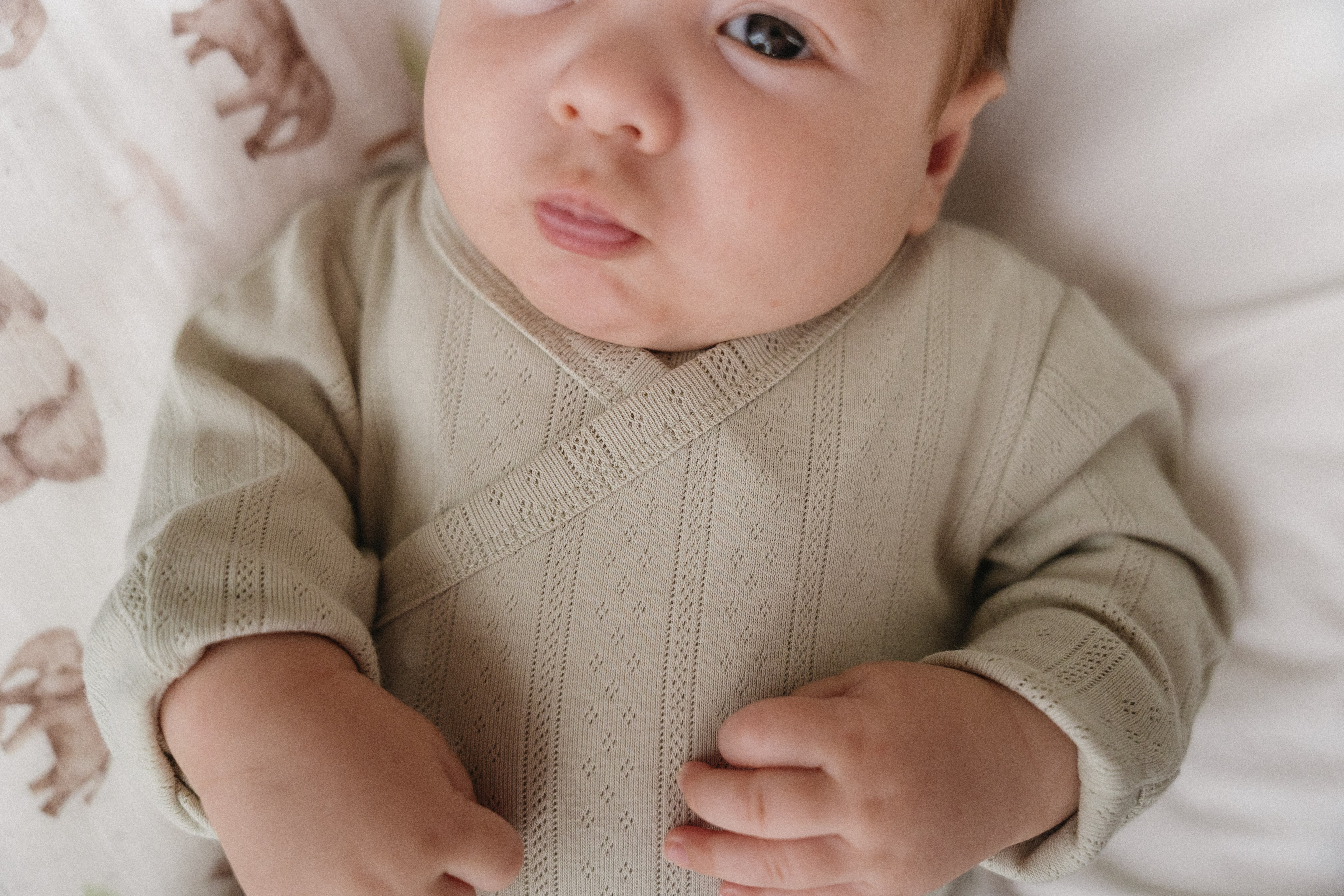 The Haven Pointelle Kimono Vest in Sage