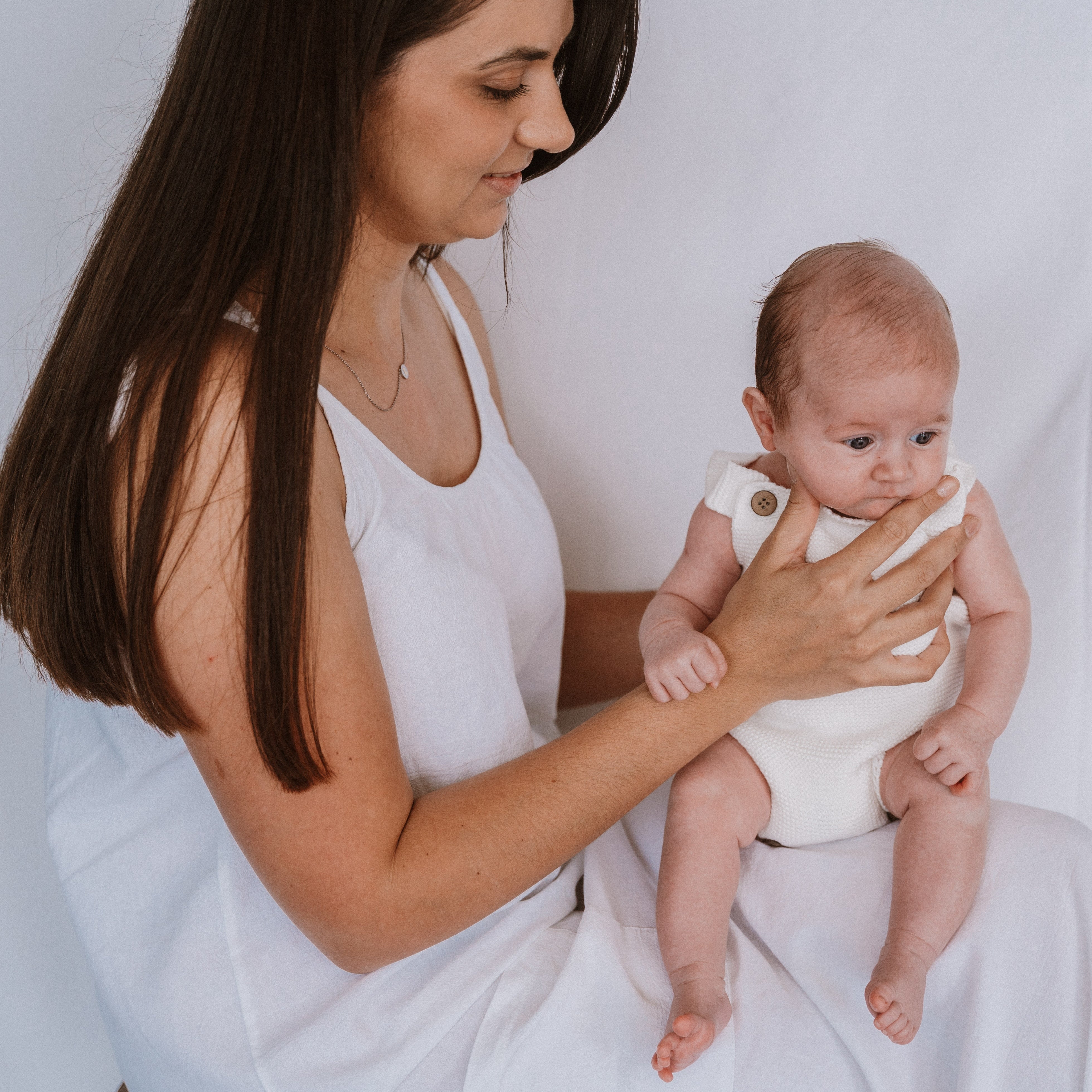 Knitted Summer Romper (0-6 Months) - Biscuit