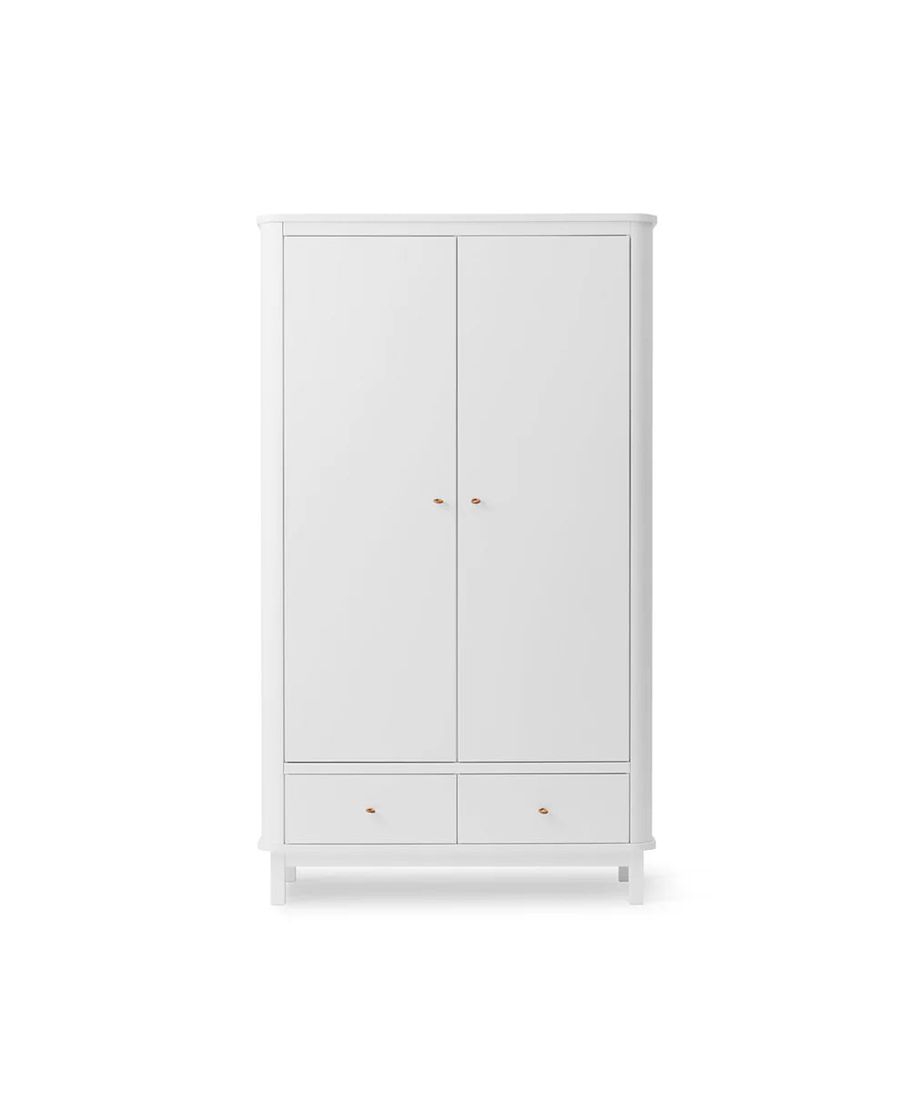 Wood Wardrobe 2 Doors - White - Bubbadue