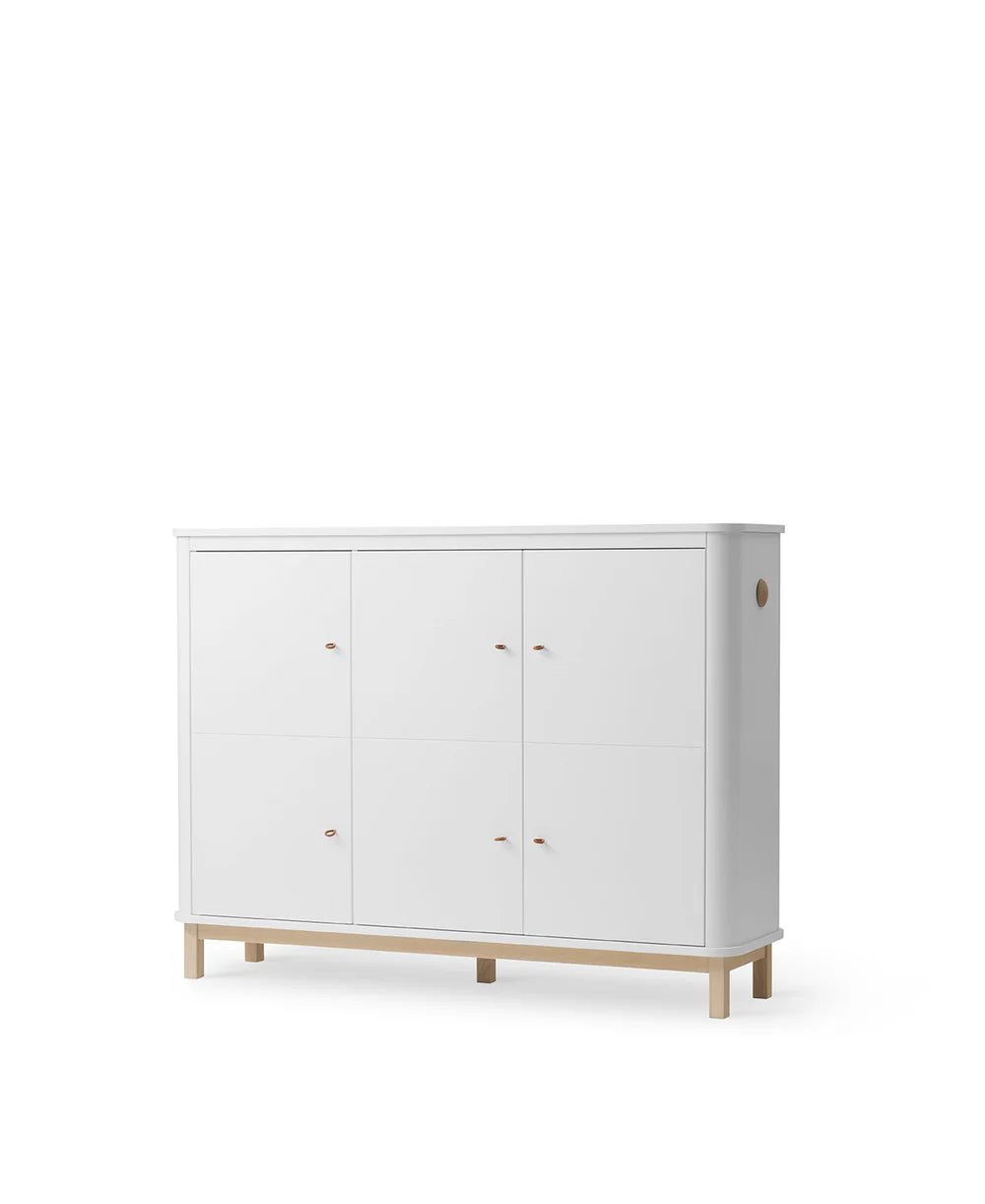 Wood Multi Cupboard 3 Doors - White/Oak - Bubbadue