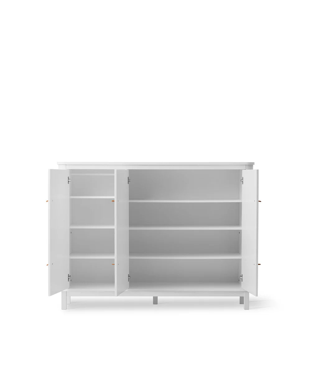 Wood Multi Cupboard 3 Doors - White - Bubbadue