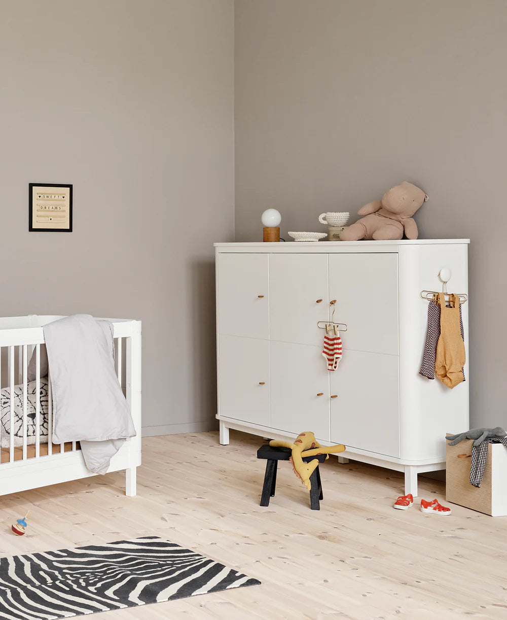 Wood Multi Cupboard 3 Doors - White - Bubbadue