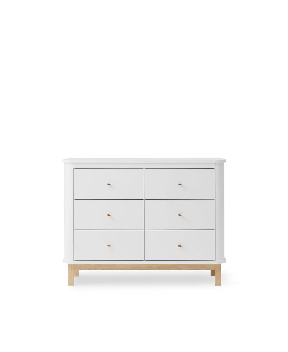 Wood Dresser 6 Drawers - White/Oak - Bubbadue