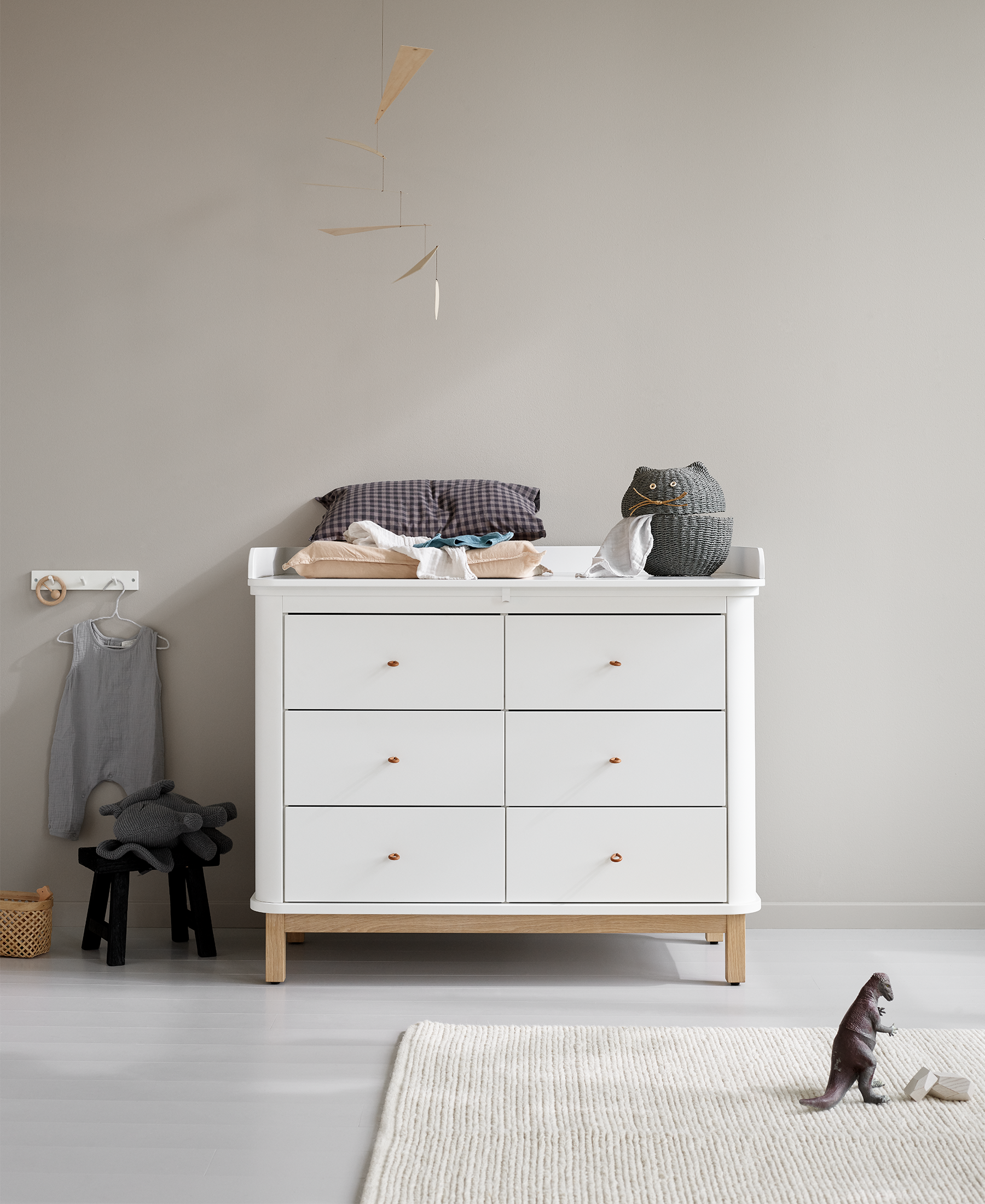 Wood nursery top for dresser 6 & 3 drawers, white - Bubbadue