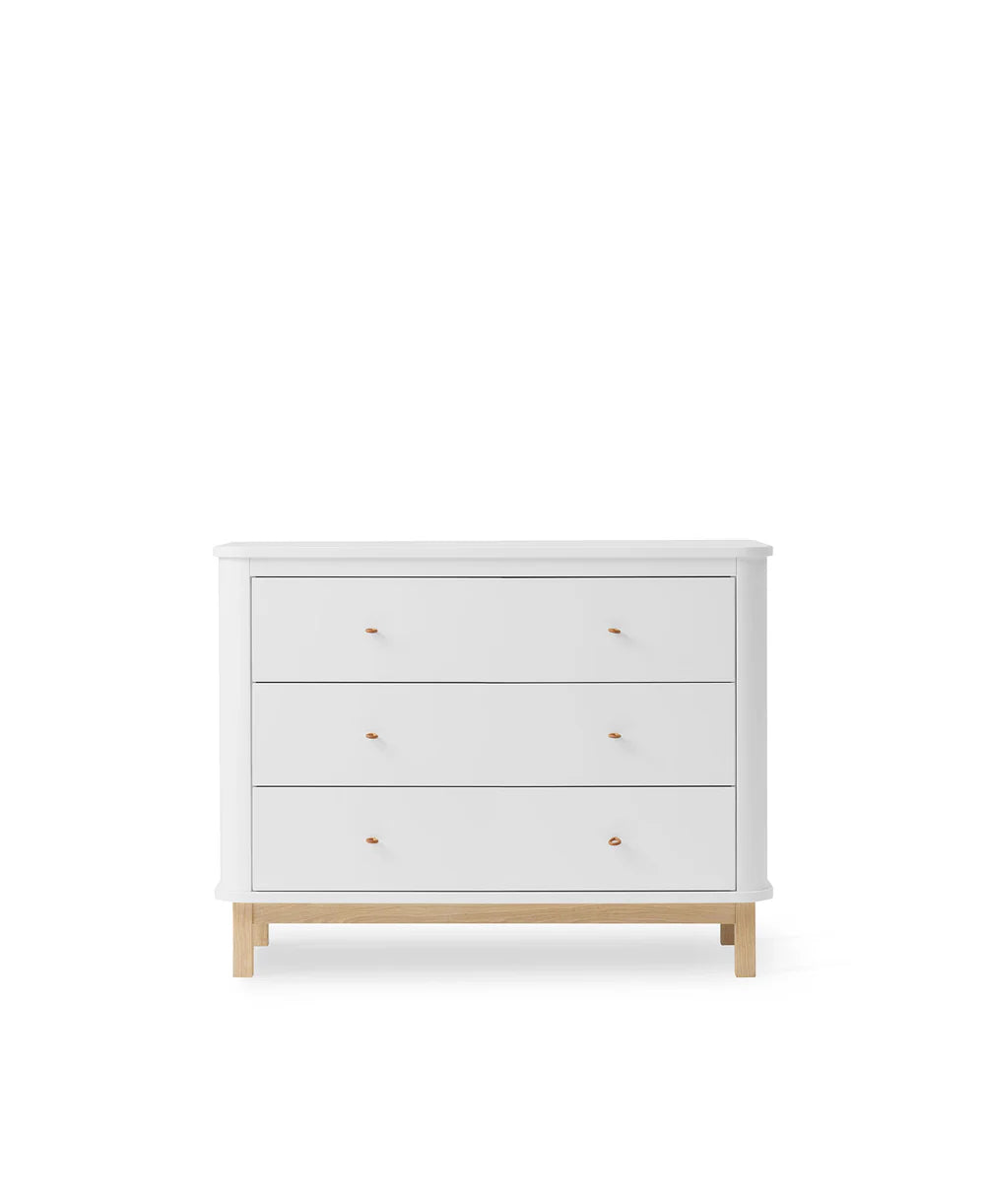 Wood Dresser 3 Drawers - White/Oak - Bubbadue