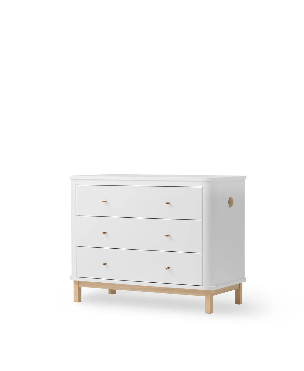 Wood Dresser 3 Drawers - White/Oak - Bubbadue