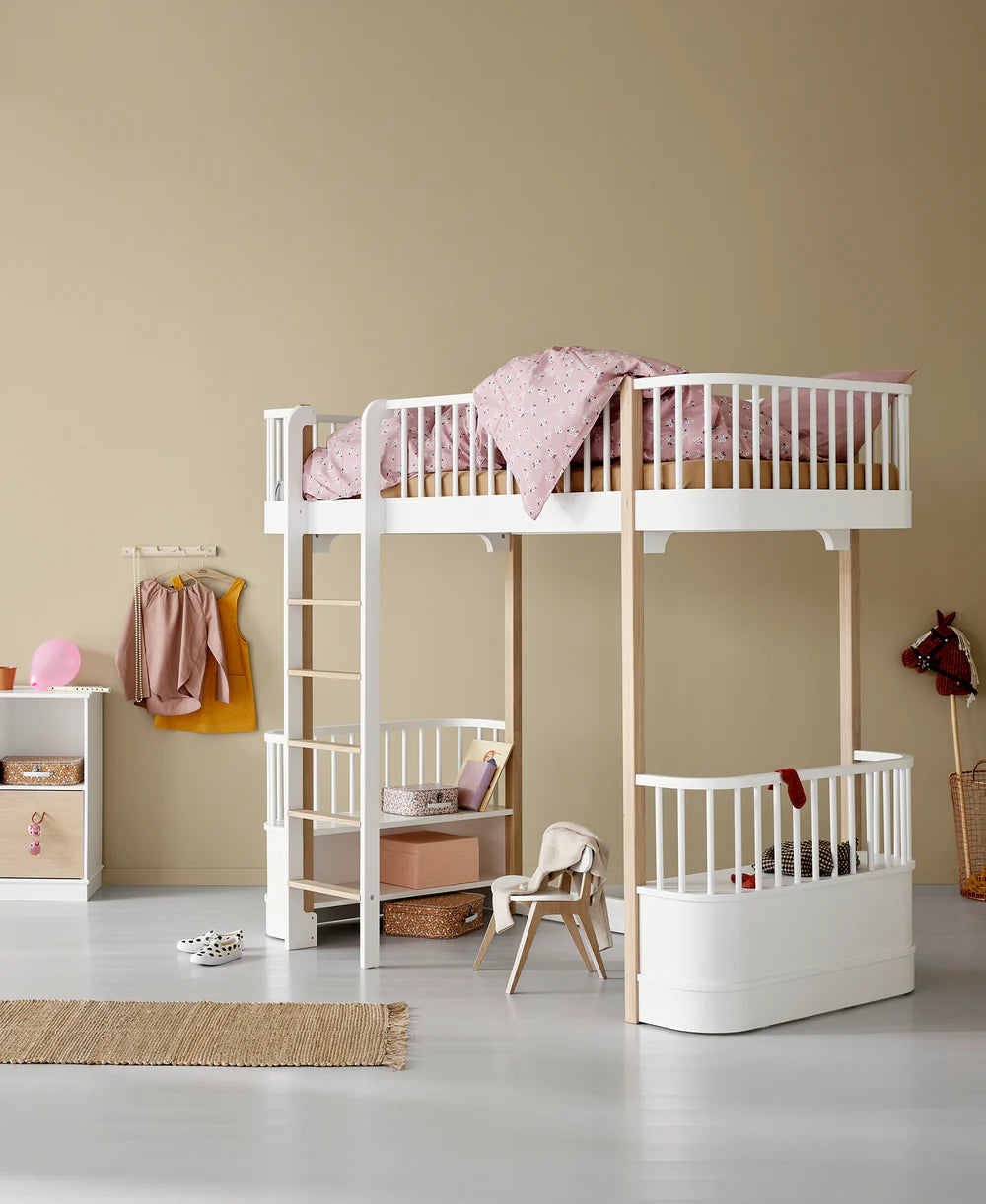 Wood Original Loft Bed - White/Oak - Bubbadue