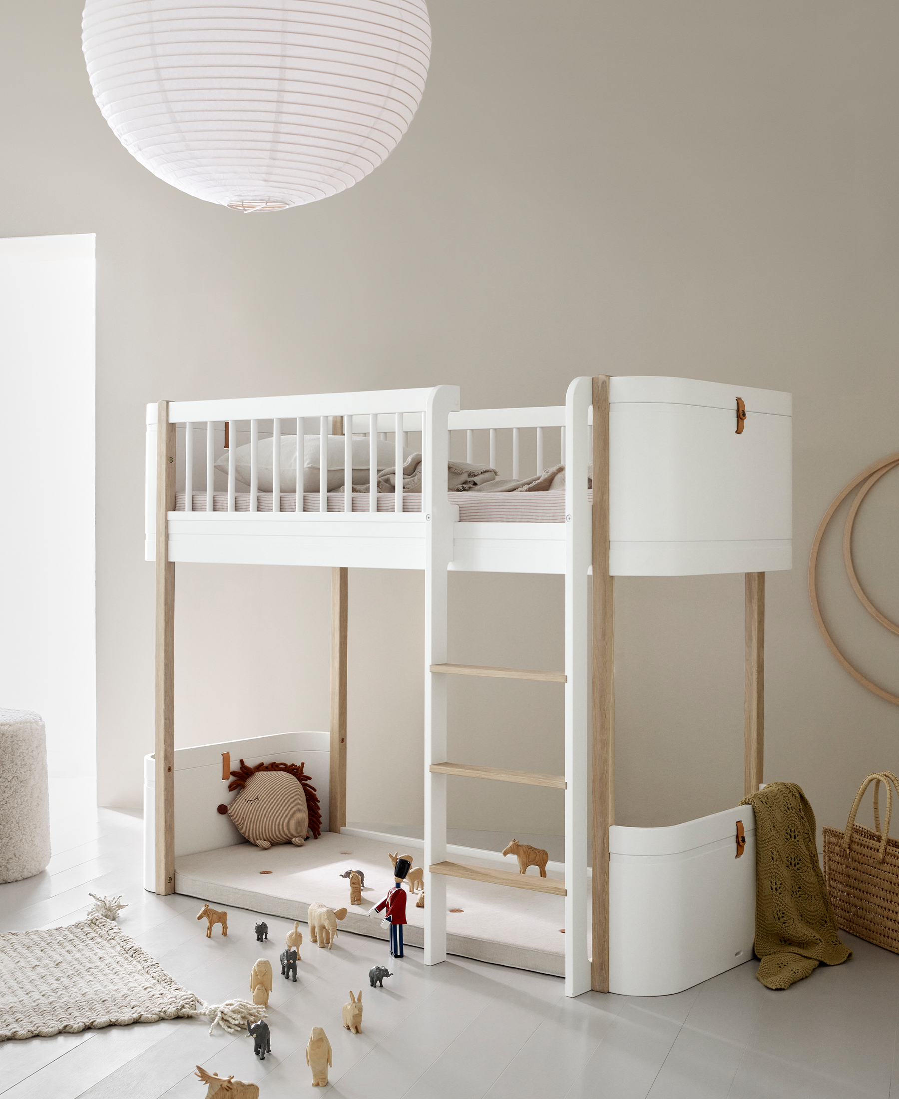 Mini+ Cot Bed Incl. Junior Kit To Low Loft Bed - White/Oak