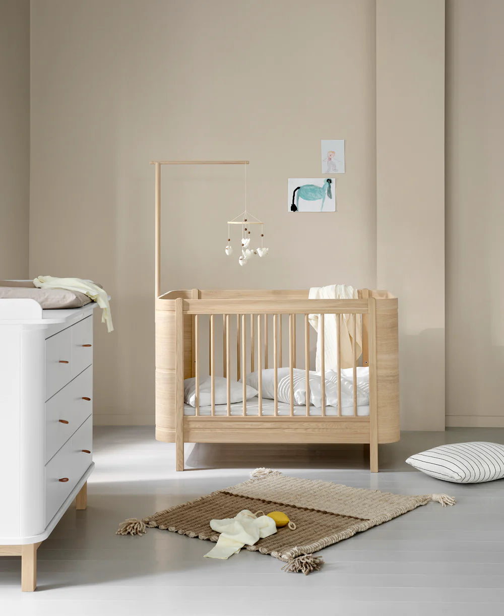 Wood Mini+ Cot Bed - Oak
