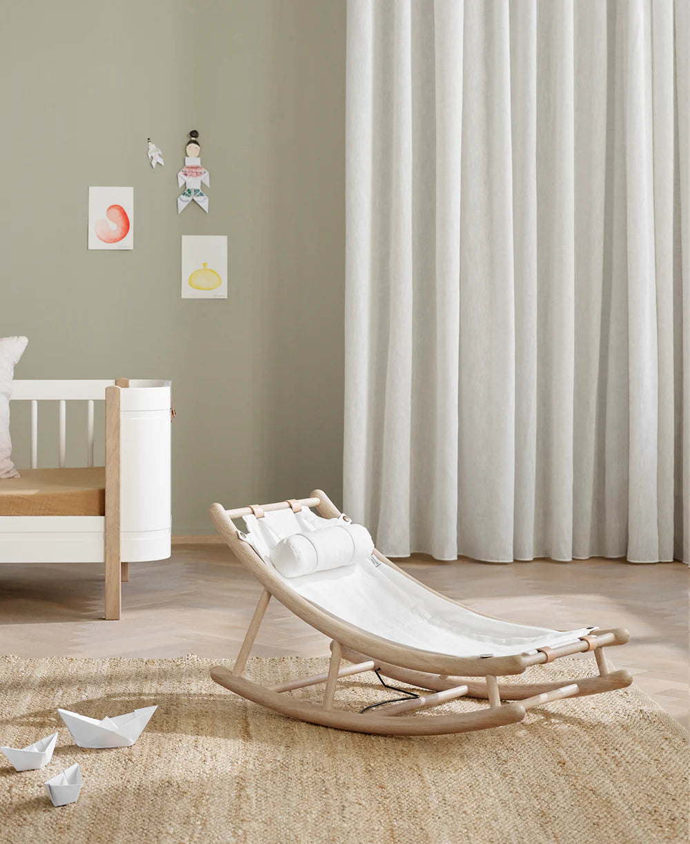 Wood Toddler Rocker - Oak/White - Bubbadue