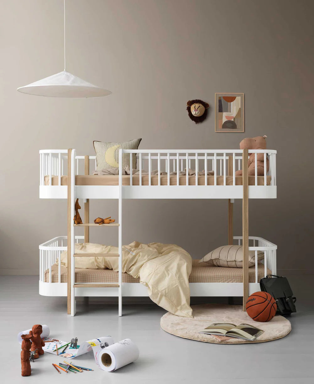 Wood Original Low Bunk Bed - White/Oak - Bubbadue