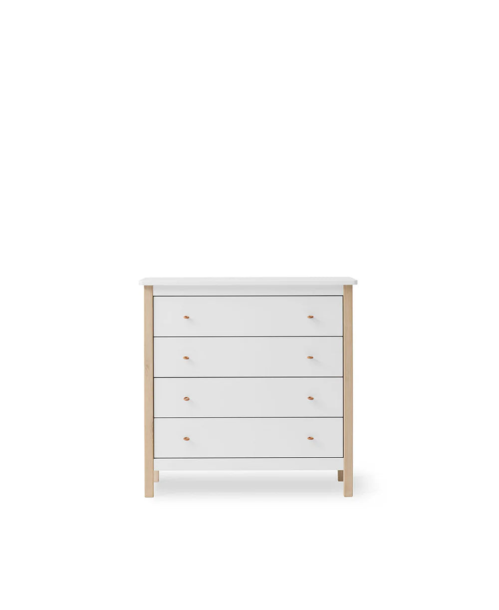 Wood Dresser 4 Drawers - White/Oak - Bubbadue