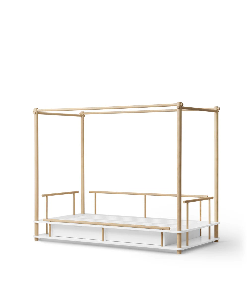 Camp Canopy Bed - White/Oak - Bubbadue