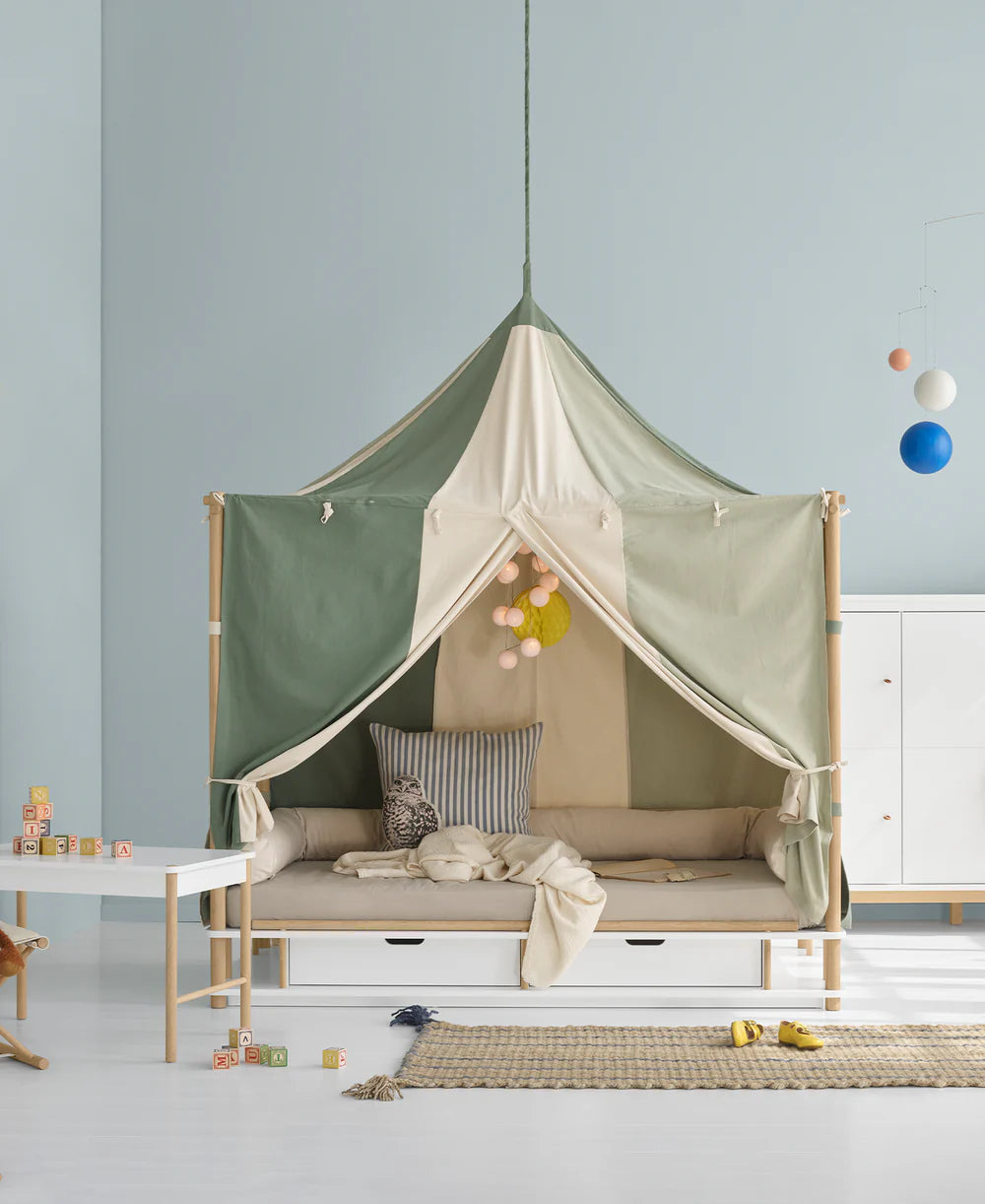 Camp Bed Canopy Circus - Green/Undyed - Bubbadue