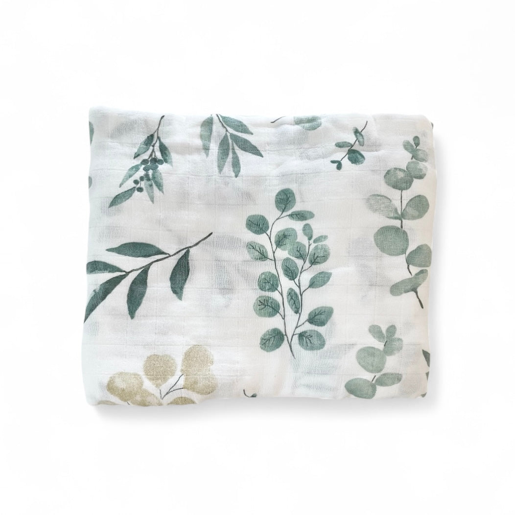 Muslin + Burp Cloth Gift Set - Eucalyptus Dream