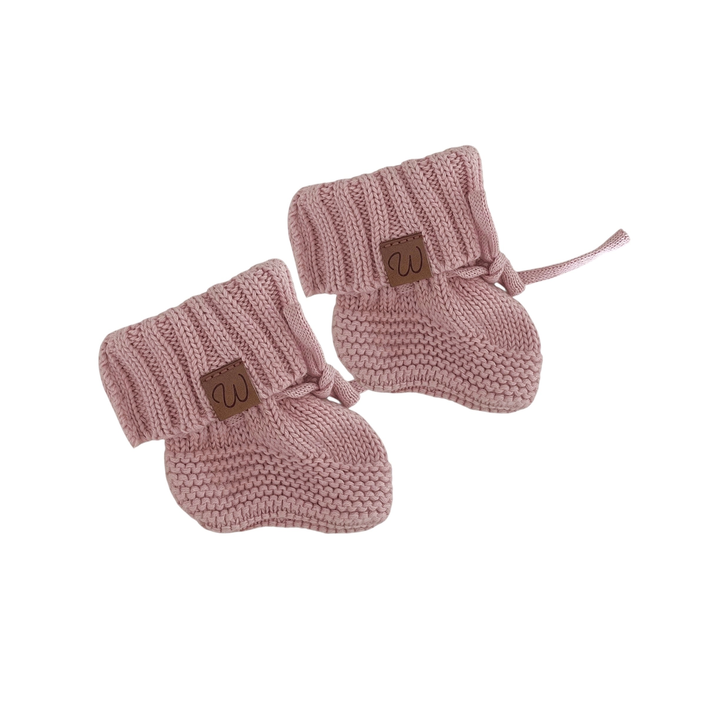 Knitted Booties (0-3 Months) - Dusty Pink