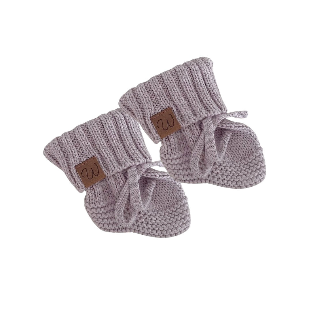 Knitted Booties (0-3 Months) - Lilac