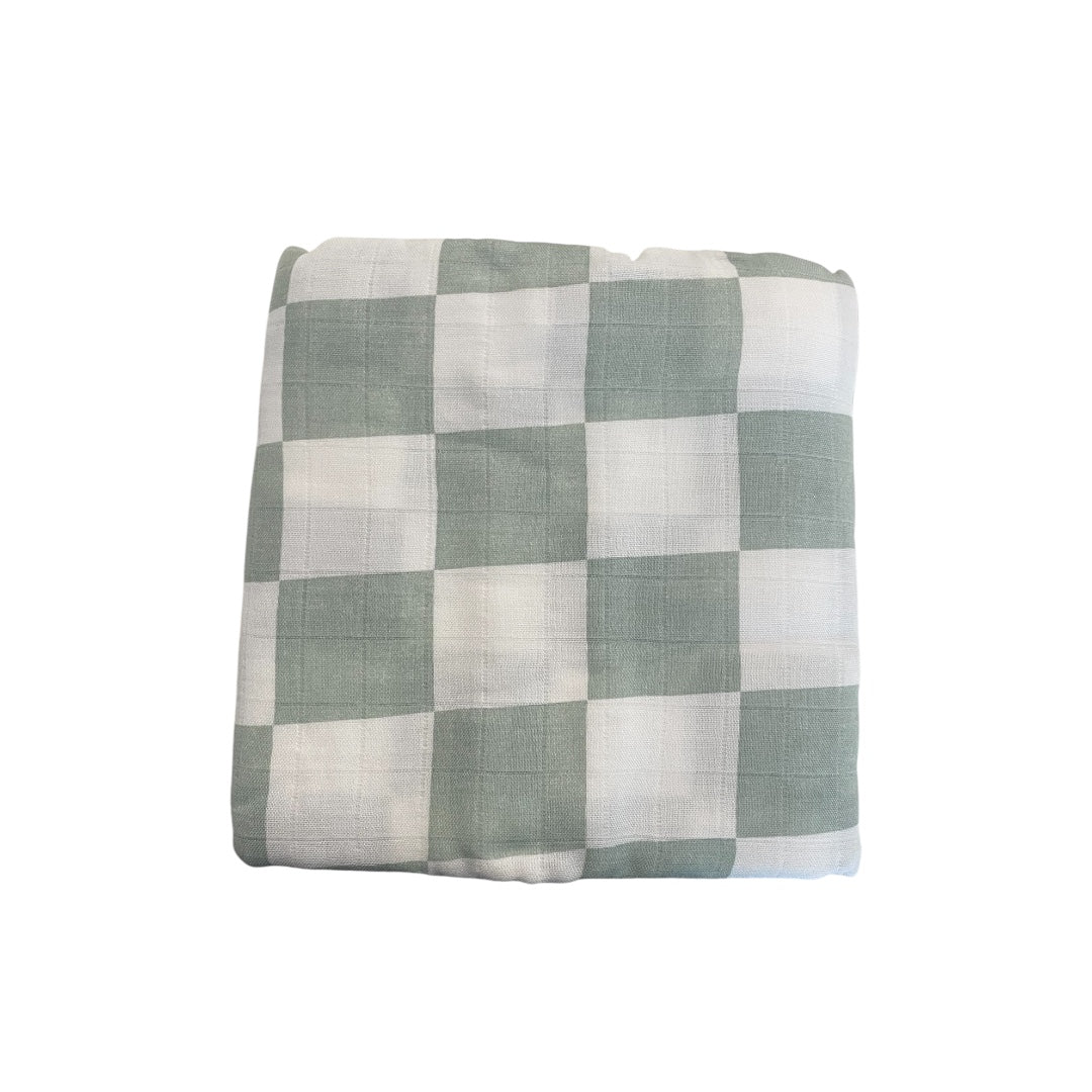 Teal Checkered - Bubbadue Baby Muslin