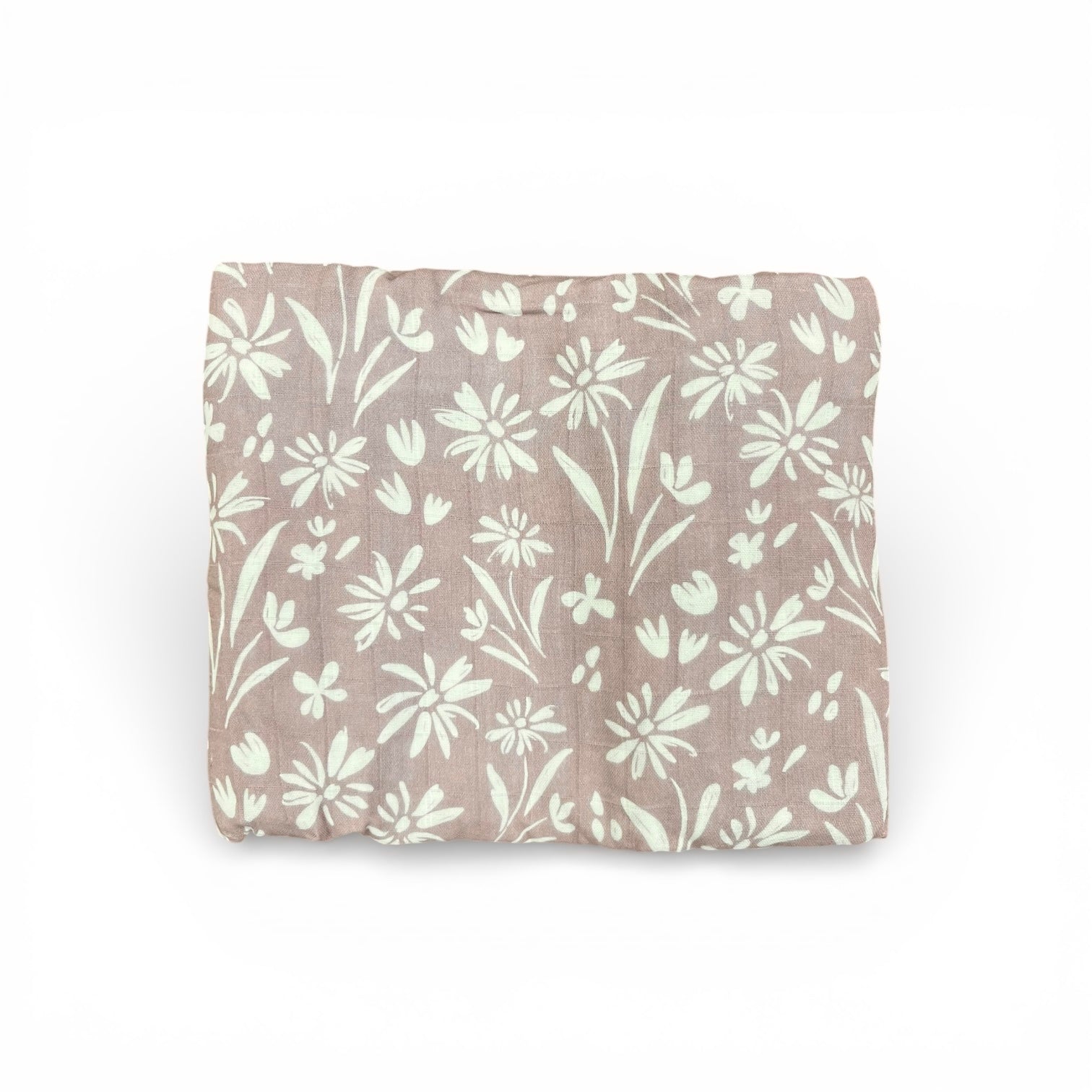 Soft Powder Petal Bubbadue baby muslin blanket with floral print, lightweight and breathable for gentle comfort.