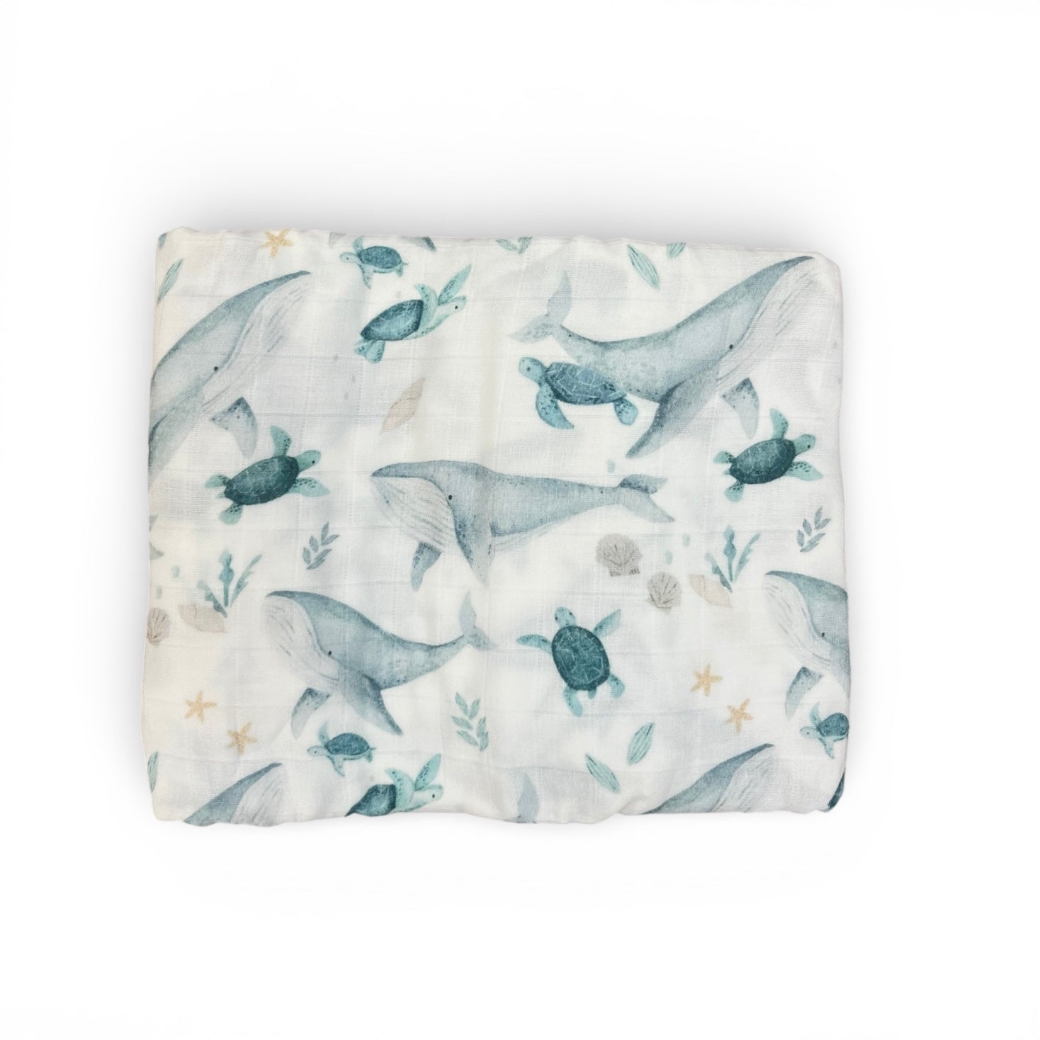 Bubbadue Under The Sea baby muslin blanket with ocean-themed print, soft and lightweight for gentle comfort.