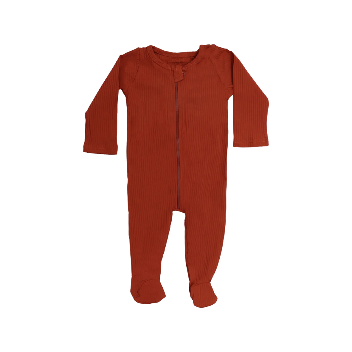 Ribbed Rompers -Rust (0-3 Month) - Bubbadue