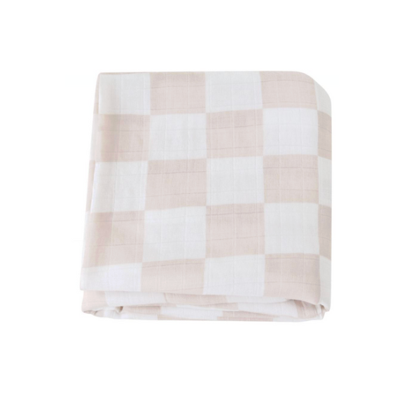 Blush Checkered - Bubbadue Baby Muslin